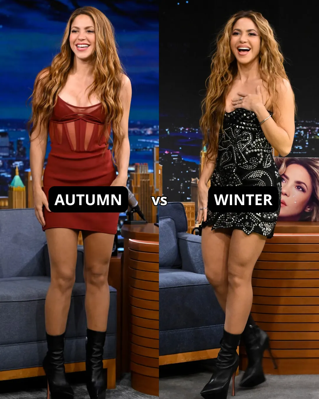 Shakira in Autumn colors vs Winter colors final comparison