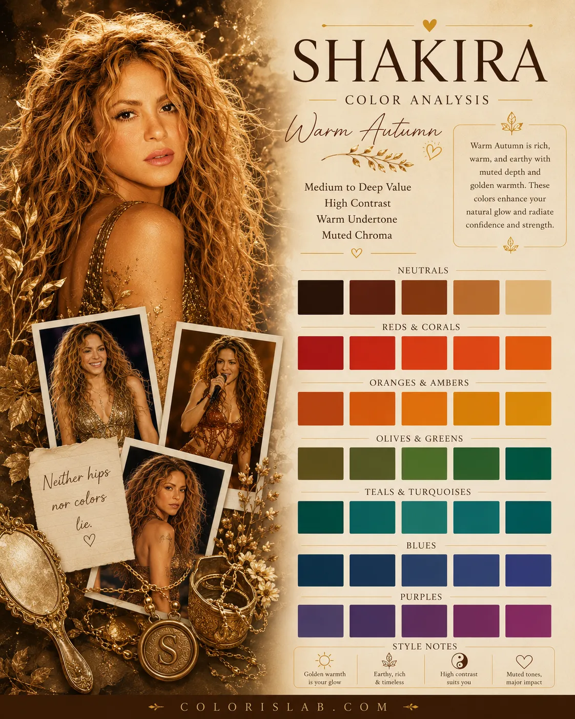 Shakira in Autumn colors vs Winter colors final comparison