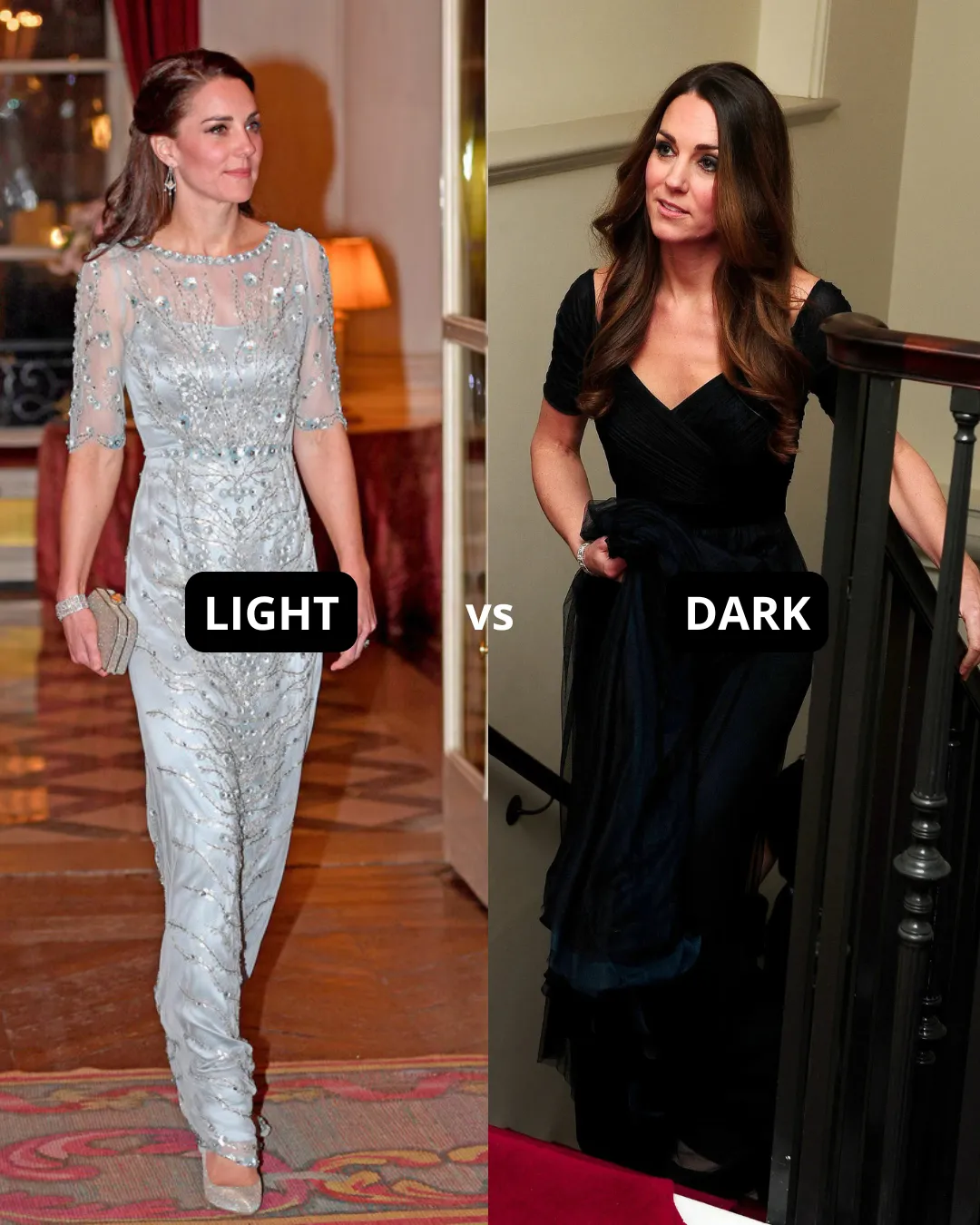 Catherine Princess of Wales in light shade vs dark shade