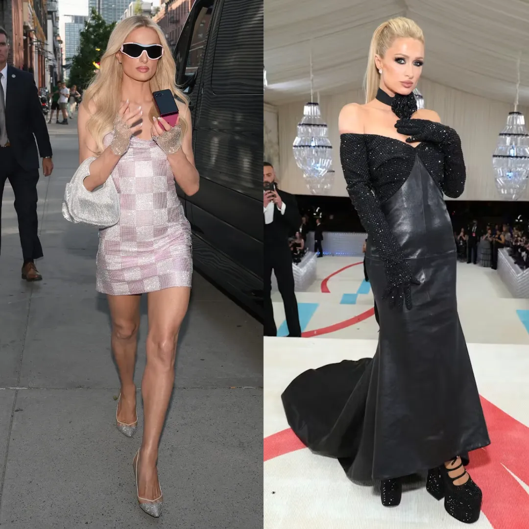 Paris Hilton in dark Winter-inspired colors compared to lighter Summer colors for value and contrast analysis