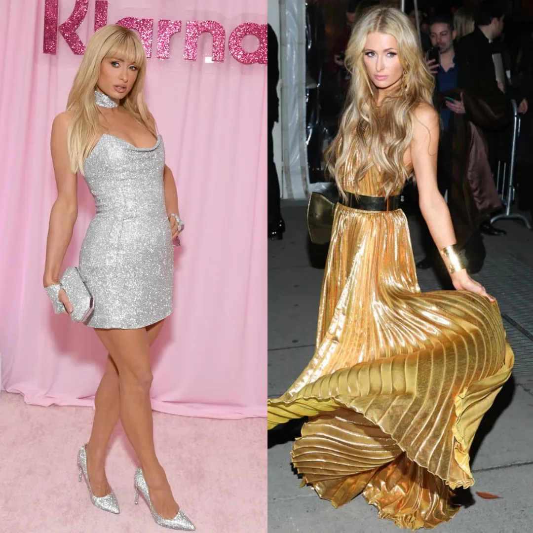 Paris Hilton in silver styling vs warm gold tones undertone color analysis comparison