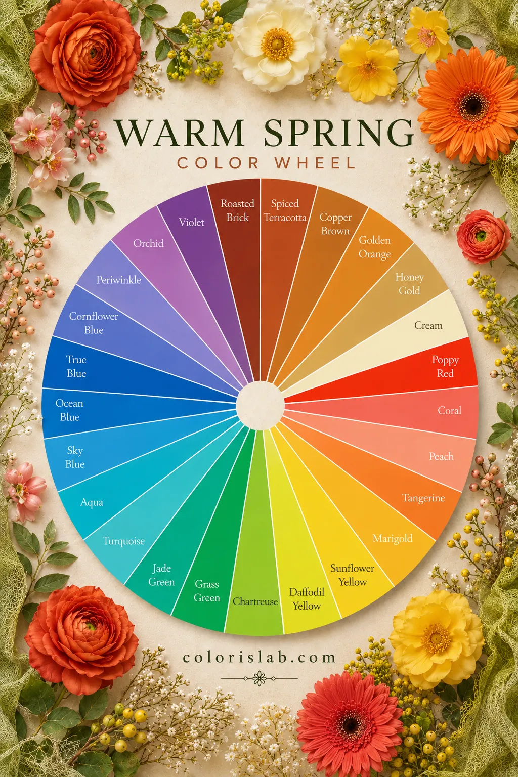 Warm Spring color palette in the 16-season system